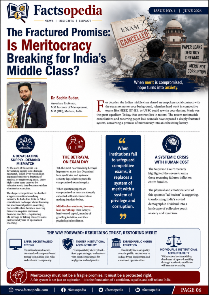 Meritocracy in India, Competitive Exams India, NEET Paper Leak, IIT JEE, UPSC Preparation, Education System India, Coaching Industry, Student Mental Health, Examination Reforms, Educational Policy, Higher Education India, Middle Class Aspirations, Academic Excellence, Exam Integrity, Factsopedia